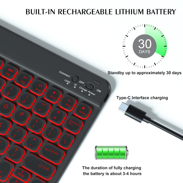 For iPad Air 11 2024 / Air 11 2025 Colorful Backlight Bluetooth Keyboard Leather Tablet Case(Misty Blue) - For iPad Air by buy2fix | Online Shopping UK | buy2fix