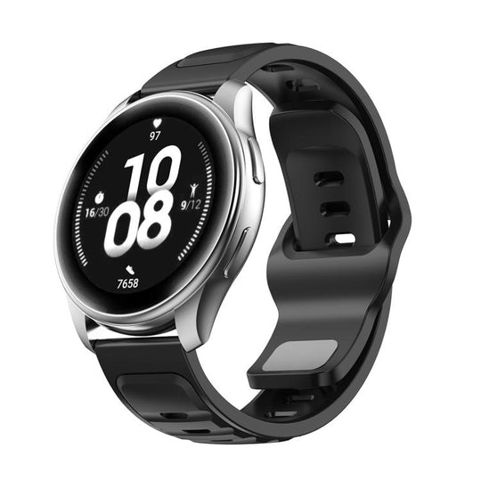 22mm Two Color Reverse Buckle Silicone Sports Watch Band(Black)