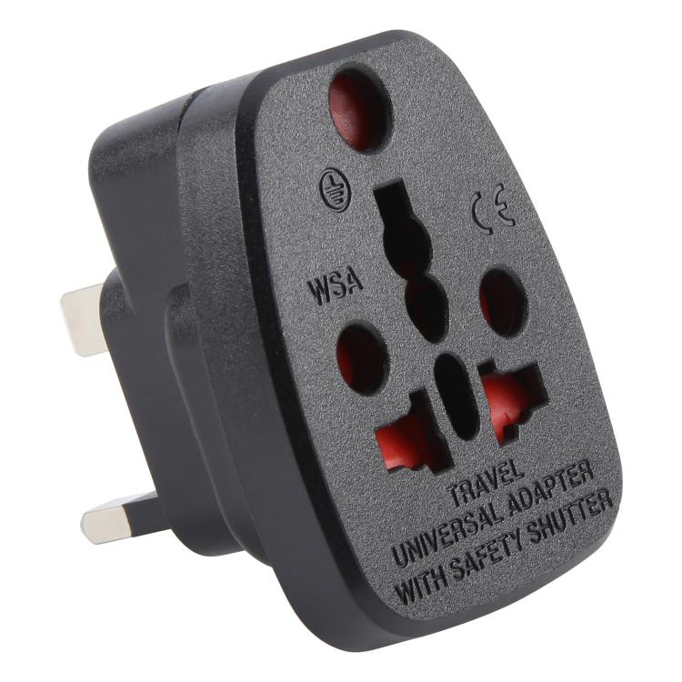 WSA-7 UK Plug Global Travel Universal Adapter with Safety Shutter(Black) - Plug Adaptor by buy2fix | Online Shopping UK | buy2fix