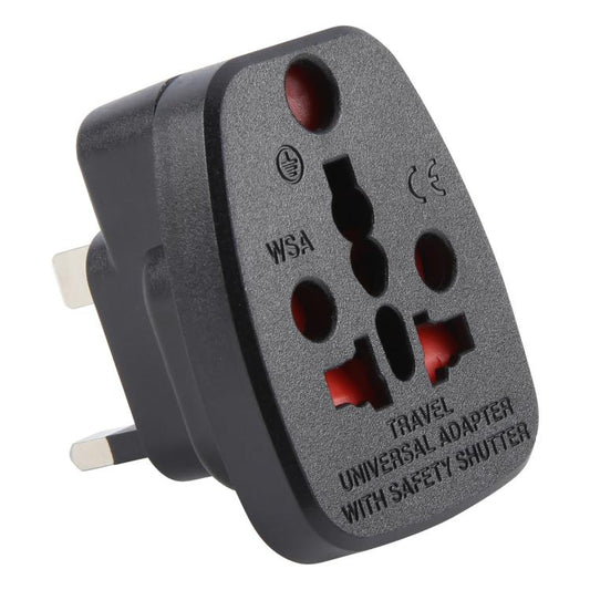 WSA-7 UK Plug Global Travel Universal Adapter with Safety Shutter(Black) - Plug Adaptor by buy2fix | Online Shopping UK | buy2fix