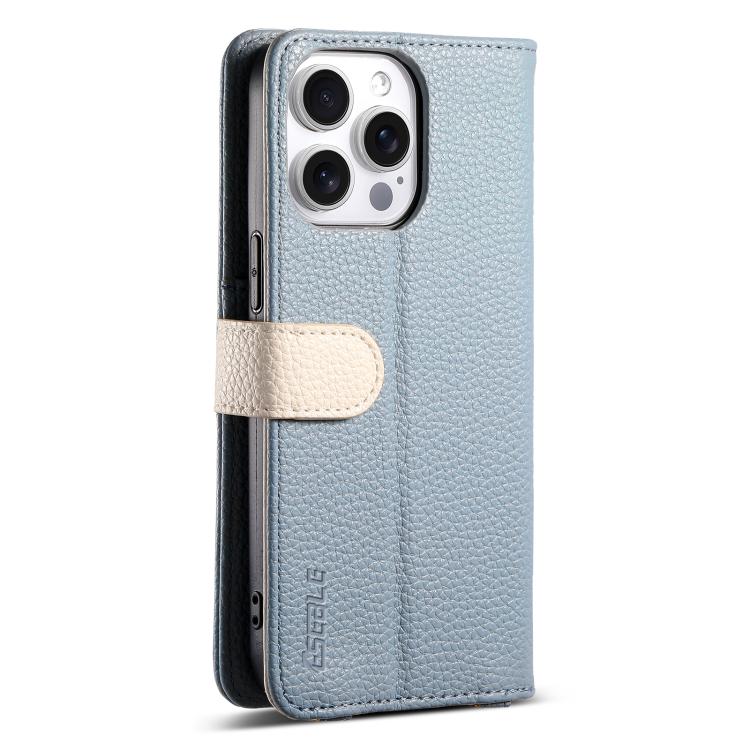 For iPhone 16 Pro Max ESEBLE E11 Colorful Litchi Pattern Zipper Wallet Leather Phone Case(Sky Blue) - iPhone 16 Pro Max Cases by ESEBLE | Online Shopping UK | buy2fix