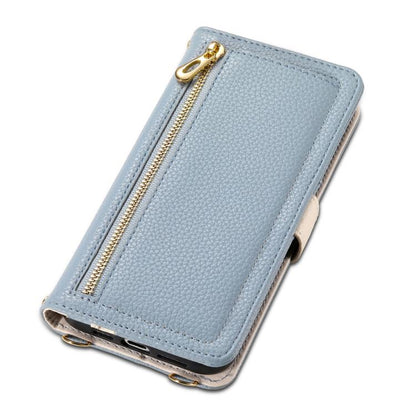 For iPhone 16 Pro Max ESEBLE E11 Colorful Litchi Pattern Zipper Wallet Leather Phone Case(Sky Blue) - iPhone 16 Pro Max Cases by ESEBLE | Online Shopping UK | buy2fix