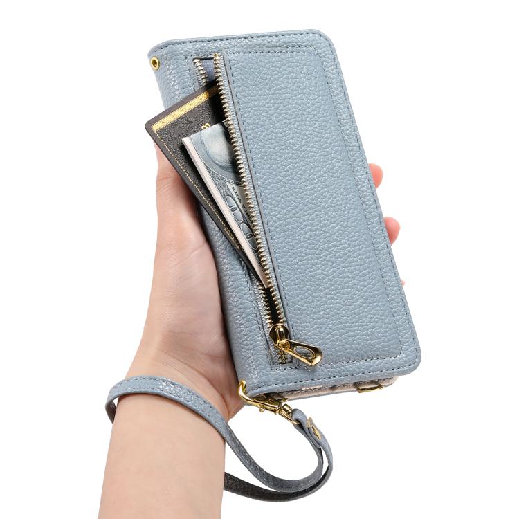 For iPhone 16 Pro Max ESEBLE E11 Colorful Litchi Pattern Zipper Wallet Leather Phone Case(Sky Blue) - iPhone 16 Pro Max Cases by ESEBLE | Online Shopping UK | buy2fix