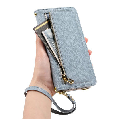 For iPhone 16 Pro Max ESEBLE E11 Colorful Litchi Pattern Zipper Wallet Leather Phone Case(Sky Blue) - iPhone 16 Pro Max Cases by ESEBLE | Online Shopping UK | buy2fix