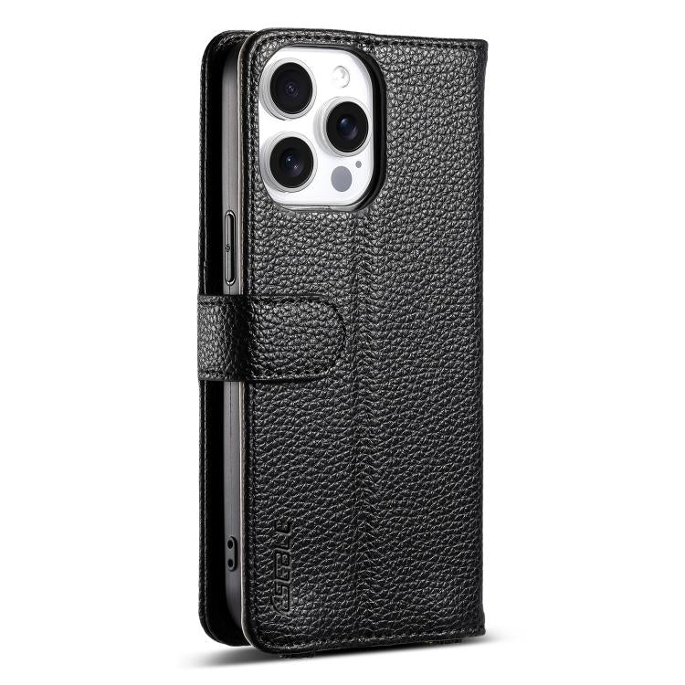 For iPhone 16 Pro ESEBLE E11 Colorful Litchi Pattern Zipper Wallet Leather Phone Case(Black) - iPhone 16 Pro Cases by ESEBLE | Online Shopping UK | buy2fix