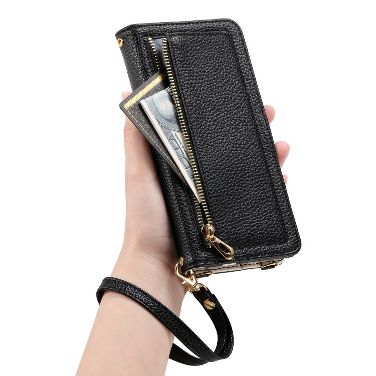 For iPhone 16 Pro ESEBLE E11 Colorful Litchi Pattern Zipper Wallet Leather Phone Case(Black) - iPhone 16 Pro Cases by ESEBLE | Online Shopping UK | buy2fix
