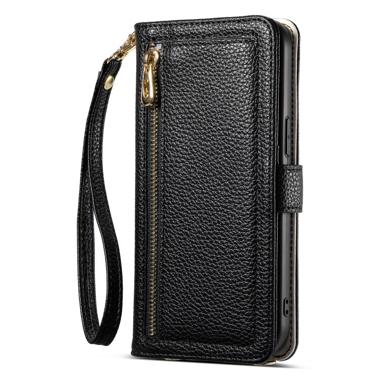For iPhone 16 ESEBLE E11 Colorful Litchi Pattern Zipper Wallet Leather Phone Case(Black) - iPhone 16 Cases by ESEBLE | Online Shopping UK | buy2fix