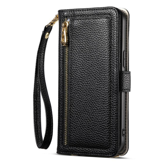 For iPhone 16 ESEBLE E11 Colorful Litchi Pattern Zipper Wallet Leather Phone Case(Black) - iPhone 16 Cases by ESEBLE | Online Shopping UK | buy2fix
