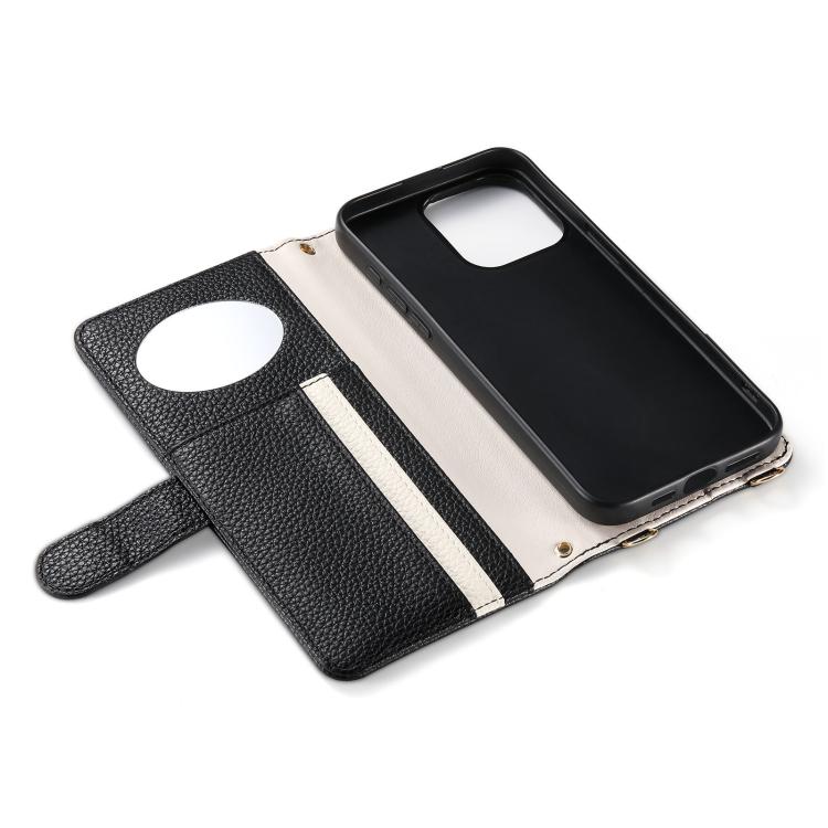 For iPhone 16 ESEBLE E11 Colorful Litchi Pattern Zipper Wallet Leather Phone Case(Black) - iPhone 16 Cases by ESEBLE | Online Shopping UK | buy2fix