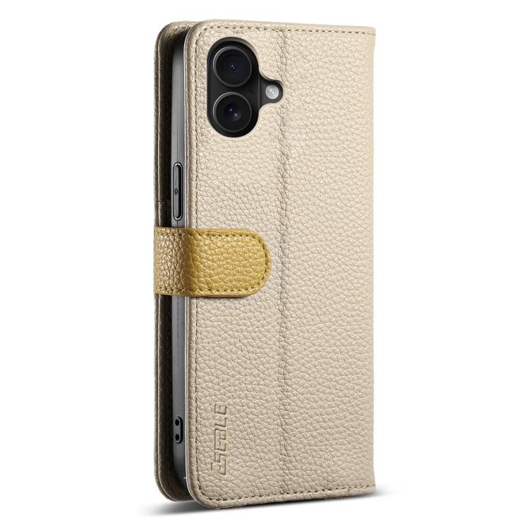 For iPhone 16 ESEBLE E11 Colorful Litchi Pattern Zipper Wallet Leather Phone Case(Khaki) - iPhone 16 Cases by ESEBLE | Online Shopping UK | buy2fix