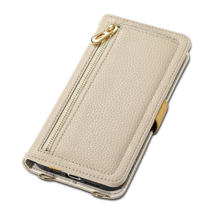 For iPhone 16 ESEBLE E11 Colorful Litchi Pattern Zipper Wallet Leather Phone Case(Khaki) - iPhone 16 Cases by ESEBLE | Online Shopping UK | buy2fix