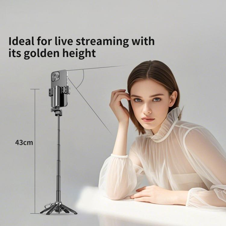 FUNSNAP P15 mini Portable Mini BT Handle Phone Selfie Stick Live Streaming Stand(White) - Selfie Sticks by FUNSNAP | Online Shopping UK | buy2fix