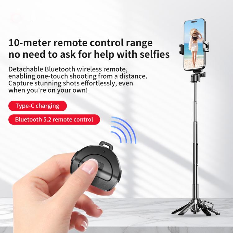 FUNSNAP P15 mini Portable Mini BT Handle Phone Selfie Stick Live Streaming Stand(Black) - Selfie Sticks by FUNSNAP | Online Shopping UK | buy2fix