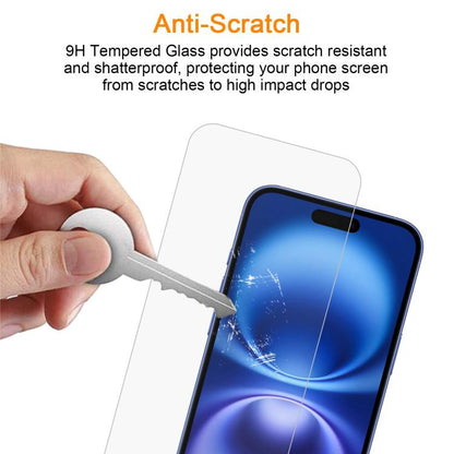 For iPhone 16 10pcs xDfind 0.26mm 9H 2.5D Middle Aluminum Tempered Glass Film - iPhone 16 Tempered Glass by xDfind | Online Shopping UK | buy2fix