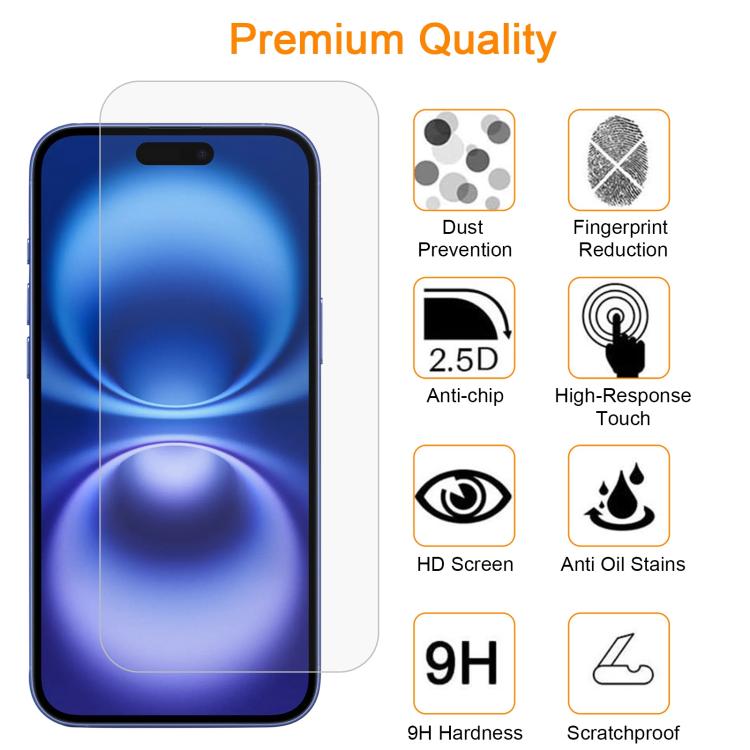 For iPhone 16 Plus 10pcs xDfind 0.26mm 9H 2.5D Middle Aluminum Tempered Glass Film - iPhone 16 Plus Tempered Glass by xDfind | Online Shopping UK | buy2fix