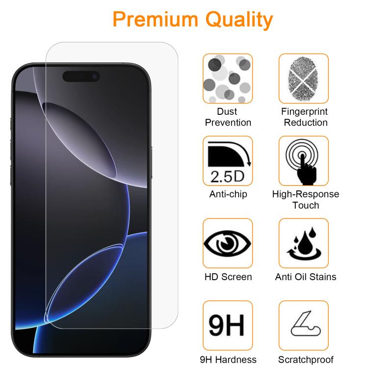 For iPhone 16 Pro 10pcs xDfind 0.26mm 9H 2.5D Middle Aluminum Tempered Glass Film - iPhone 16 Pro Tempered Glass by xDfind | Online Shopping UK | buy2fix