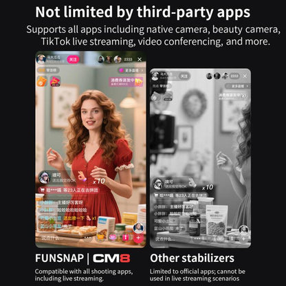 FUNSNAP CM8 Smartphone Stabilizer Foldable 3-axis Anti-shake Vlog Shooting Gimbal, Basic Version(Black) - Handheld Gimbals by FUNSNAP | Online Shopping UK | buy2fix