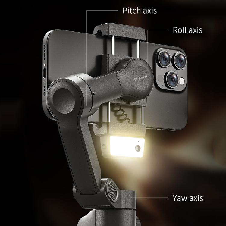 FUNSNAP CM8 Smartphone Stabilizer Foldable 3-axis Anti-shake Vlog Shooting Gimbal, AI Version(Black) - Handheld Gimbals by FUNSNAP | Online Shopping UK | buy2fix