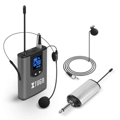 XTUGA  A1 UHF Wireless Headset Lavalier Microphone System with Bodypack Transmitter(Black) - Microphone by XTUGA | Online Shopping UK | buy2fix