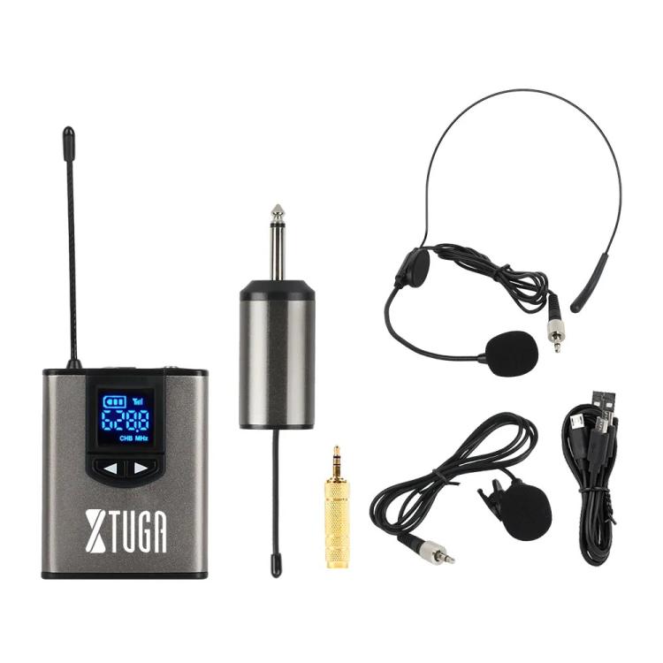 XTUGA  A1 UHF Wireless Headset Lavalier Microphone System with Bodypack Transmitter(Black) - Microphone by XTUGA | Online Shopping UK | buy2fix