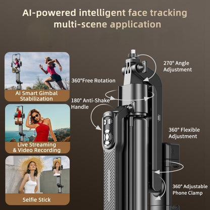 FUNSNAP A8 AI Smart Face Tracking Selfie Stick 5-axis Anti-shake Stand(Black) - Selfie Sticks by FUNSNAP | Online Shopping UK | buy2fix