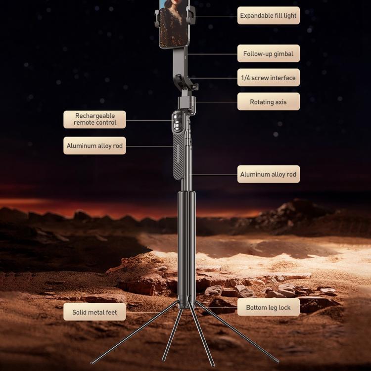 FUNSNAP A8 AI Smart Face Tracking Selfie Stick 5-axis Anti-shake Stand(Black) - Selfie Sticks by FUNSNAP | Online Shopping UK | buy2fix