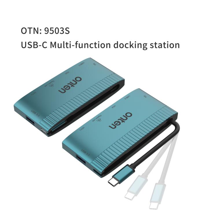 Onten 6 in 1 USB-C Multi-function Docking Station, HDTV+VGA+RJ45 Gigabit +USB-C Data +USB-C PD 3.0+USB 3.0(Green) - USB 3.0 HUB by Onten | Online Shopping UK | buy2fix