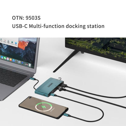 Onten 6 in 1 USB-C Multi-function Docking Station, HDTV+VGA+RJ45 Gigabit +USB-C Data +USB-C PD 3.0+USB 3.0(Green) - USB 3.0 HUB by Onten | Online Shopping UK | buy2fix