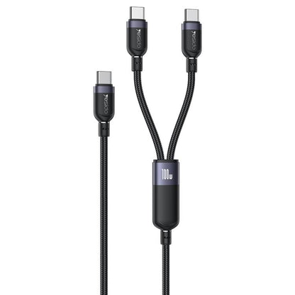Yesido CA92 100W 5A USB-C / Type-C to Dual Type-C 2 in 1 Charging Cable, Length:1.2m(Black) - USB-C & Type-C Cable by Yesido | Online Shopping UK | buy2fix
