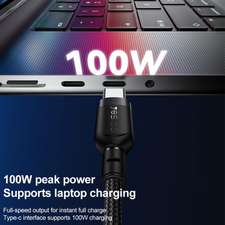 Yesido CA92 100W 5A USB-C / Type-C to Dual Type-C 2 in 1 Charging Cable, Length:1.2m(Black) - USB-C & Type-C Cable by Yesido | Online Shopping UK | buy2fix