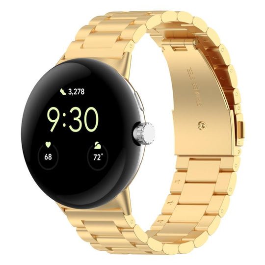 For Google Pixel Watch 5 / 4 / 3 / 2 / 1 41mm xDfind Three Beads Quick Release Metal Watch Band(Gold)