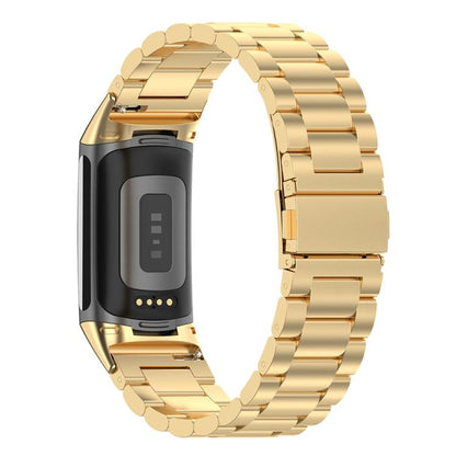 For Fitbit Charge 6 / 5 xDfind Three Beads Quick Release Metal Watch Band(Gold) - Watch Bands by xDfind | Online Shopping UK | buy2fix