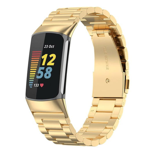 For Fitbit Charge 6 / 5 xDfind Three Beads Quick Release Metal Watch Band(Gold) - Watch Bands by xDfind | Online Shopping UK | buy2fix