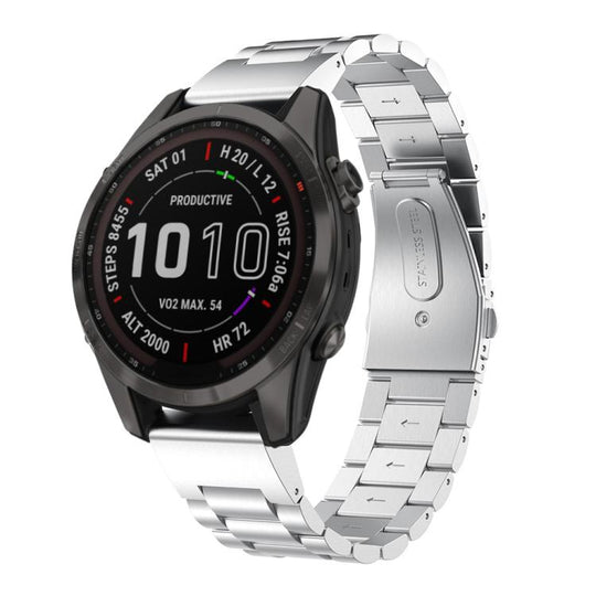 For Garmin Fenix 8/7S/6S/5S 20mm xDfind Three Beads Quick Release Metal Watch Band(Silver)
