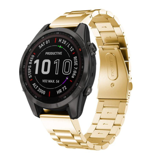 For Garmin Fenix 8/7S/6S/5S 20mm xDfind Three Beads Quick Release Metal Watch Band(Gold)