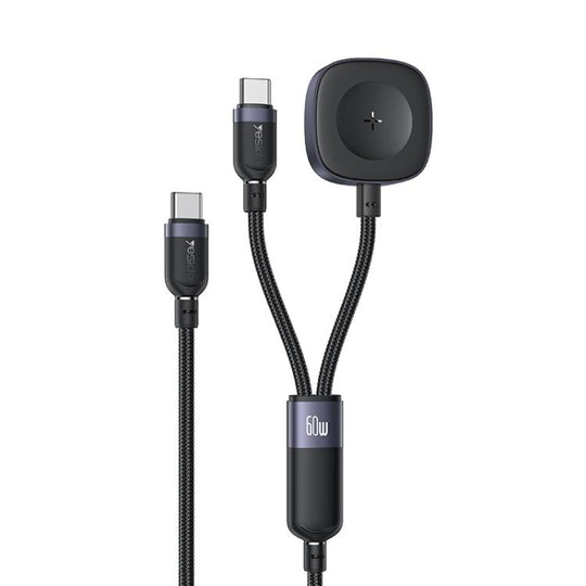 Yesido CA136C 60W USB-C / Type-C to Type-C & iWatch 2 in 1 Charging Cable, Length:1.2m(Black)