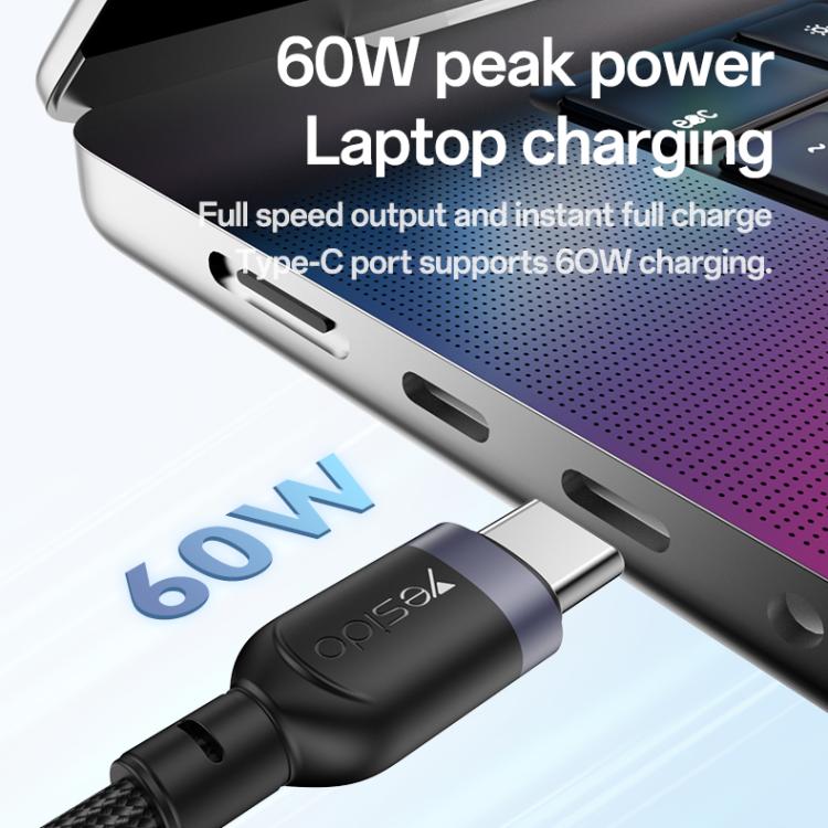 Yesido CA136C 60W USB-C / Type-C to Type-C & iWatch 2 in 1 Charging Cable, Length:1.2m(Black) - Charger / Holder by Yesido | Online Shopping UK | buy2fix