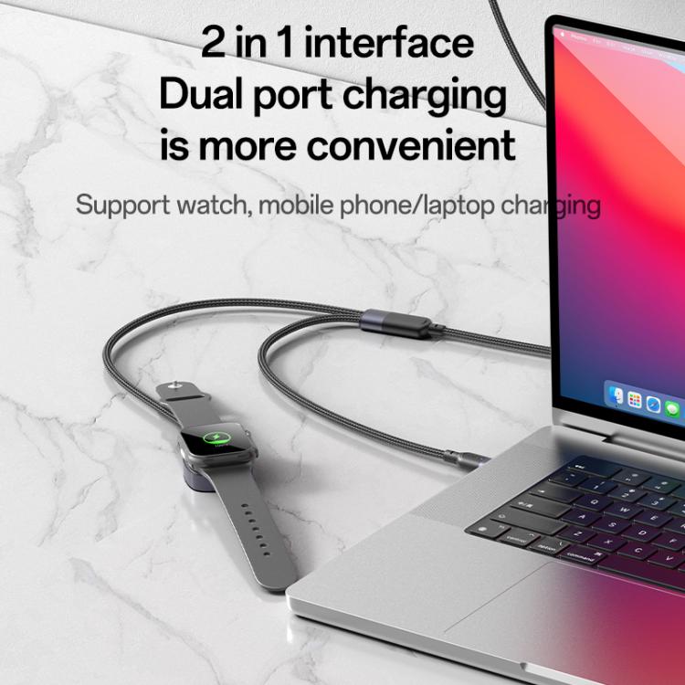 Yesido CA136C 60W USB-C / Type-C to Type-C & iWatch 2 in 1 Charging Cable, Length:1.2m(Black) - Charger / Holder by Yesido | Online Shopping UK | buy2fix