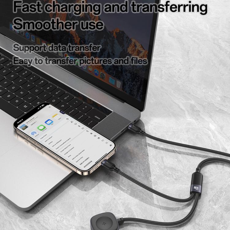 Yesido CA136C 60W USB-C / Type-C to Type-C & iWatch 2 in 1 Charging Cable, Length:1.2m(Black) - Charger / Holder by Yesido | Online Shopping UK | buy2fix