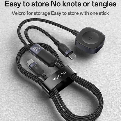 Yesido CA136C 60W USB-C / Type-C to Type-C & iWatch 2 in 1 Charging Cable, Length:1.2m(Black) - Charger / Holder by Yesido | Online Shopping UK | buy2fix