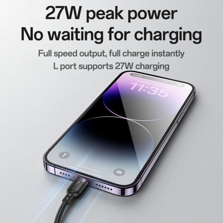 Yesido CA136L 27W USB-C / Type-C to 8 Pin & iWatch 2 in 1 Charging Cable, Length:1.2m(Black) - Charger / Holder by Yesido | Online Shopping UK | buy2fix