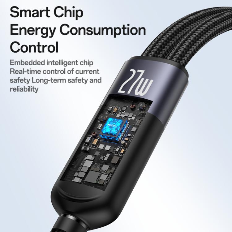 Yesido CA136L 27W USB-C / Type-C to 8 Pin & iWatch 2 in 1 Charging Cable, Length:1.2m(Black) - Charger / Holder by Yesido | Online Shopping UK | buy2fix