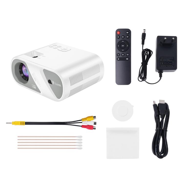 hoco DT1 1280x720P 140ANSI WiFi Bluetooth Wireless Projector Same Screen Version, EU Plug(White) - Mini Projector by hoco | Online Shopping UK | buy2fix