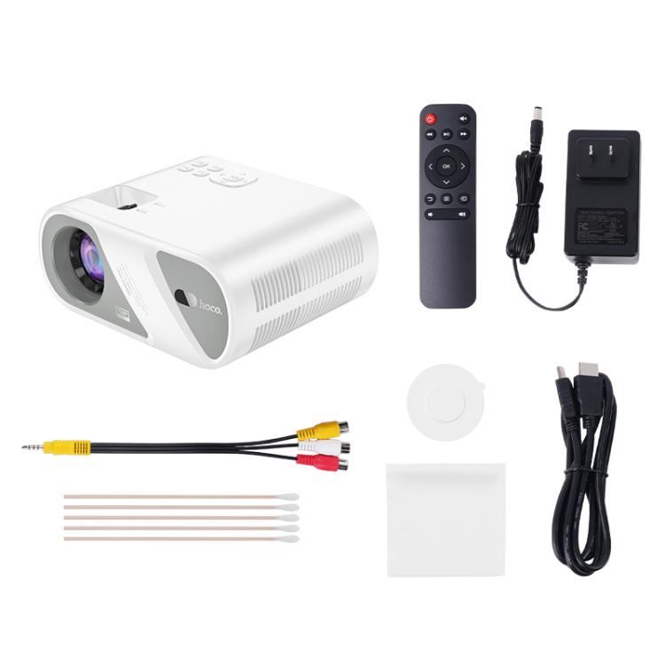 hoco DT1 1280x720P 140ANSI WiFi Bluetooth Wireless Projector Same Screen Version, US Plug(White) - Mini Projector by hoco | Online Shopping UK | buy2fix