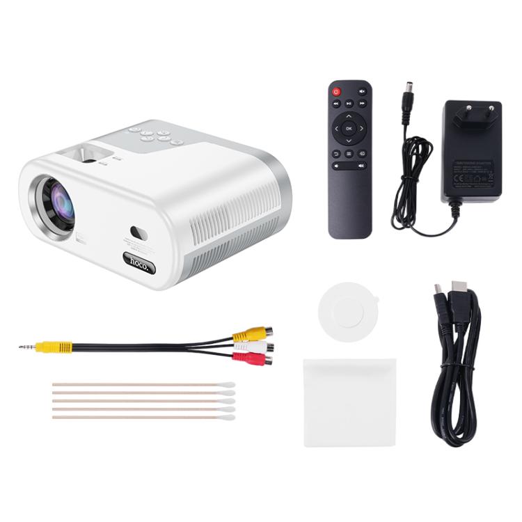 hoco DT2 1280x720P 140ANSI Smart WiFi Bluetooth Projector Android Version, EU Plug(White) - Mini Projector by hoco | Online Shopping UK | buy2fix