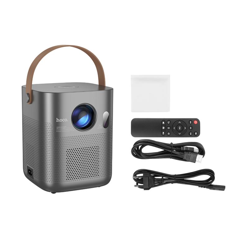 hoco DT4 1280x720P 190ANSI Smart Full Autofocus Projector Android Version, EU Plug(Metal Grey) - Mini Projector by hoco | Online Shopping UK | buy2fix