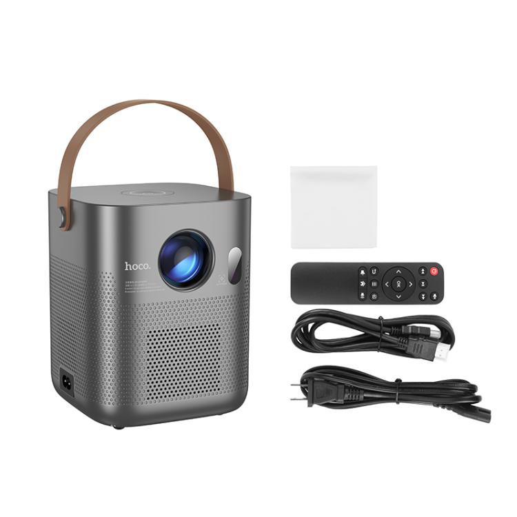 hoco DT4 1280x720P 190ANSI Smart Full Autofocus Projector Android Version, US Plug(Metal Grey) - Mini Projector by hoco | Online Shopping UK | buy2fix