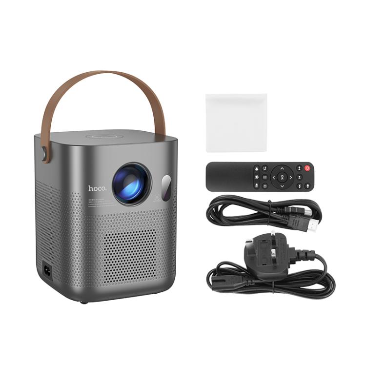 hoco DT4 1280x720P 190ANSI Smart Full Autofocus Projector Android Version, UK Plug(Metal Grey) - Mini Projector by hoco | Online Shopping UK | buy2fix