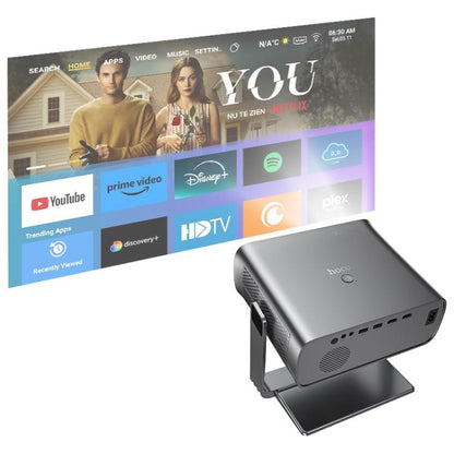 hoco DT5 1920x1080P 270ANSI Smart Electric Focus Projector Android Version, EU Plug(Metal Grey) - Mini Projector by hoco | Online Shopping UK | buy2fix