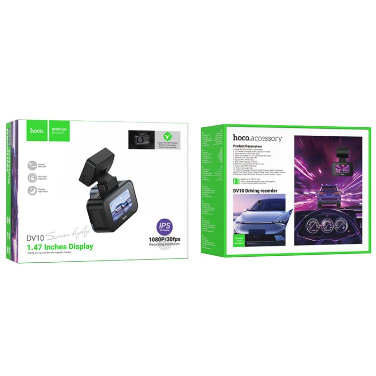 hoco DV10 1.47 inch IPS Mini Screen Dashcam Driving Recorder(Black) - Car DVRs by hoco | Online Shopping UK | buy2fix